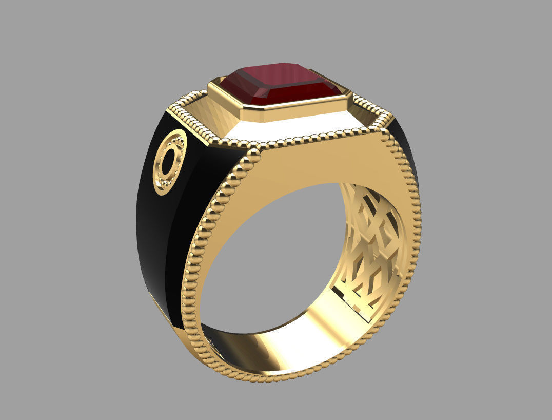 Ring with emerald stone 3D print model_8