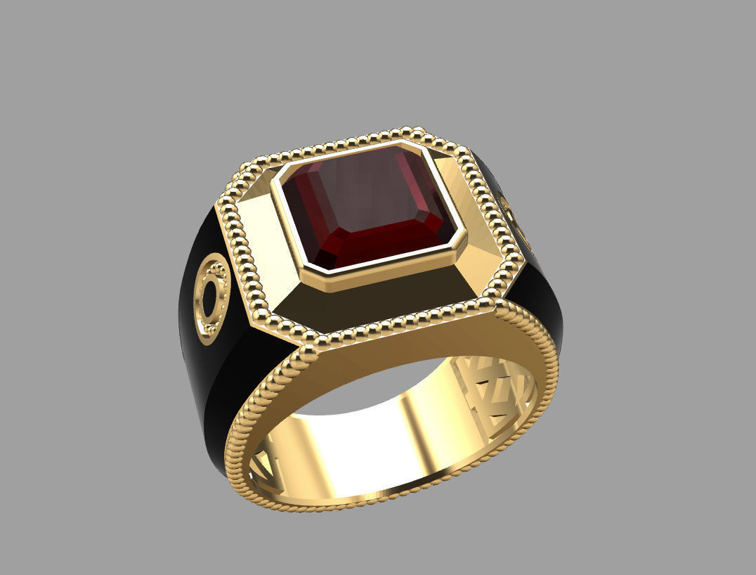 Ring with emerald stone 3D print model_11