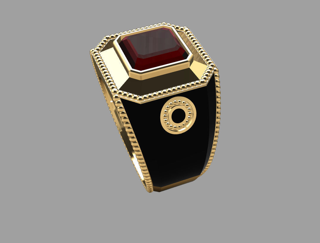 Ring with emerald stone 3D print model_19