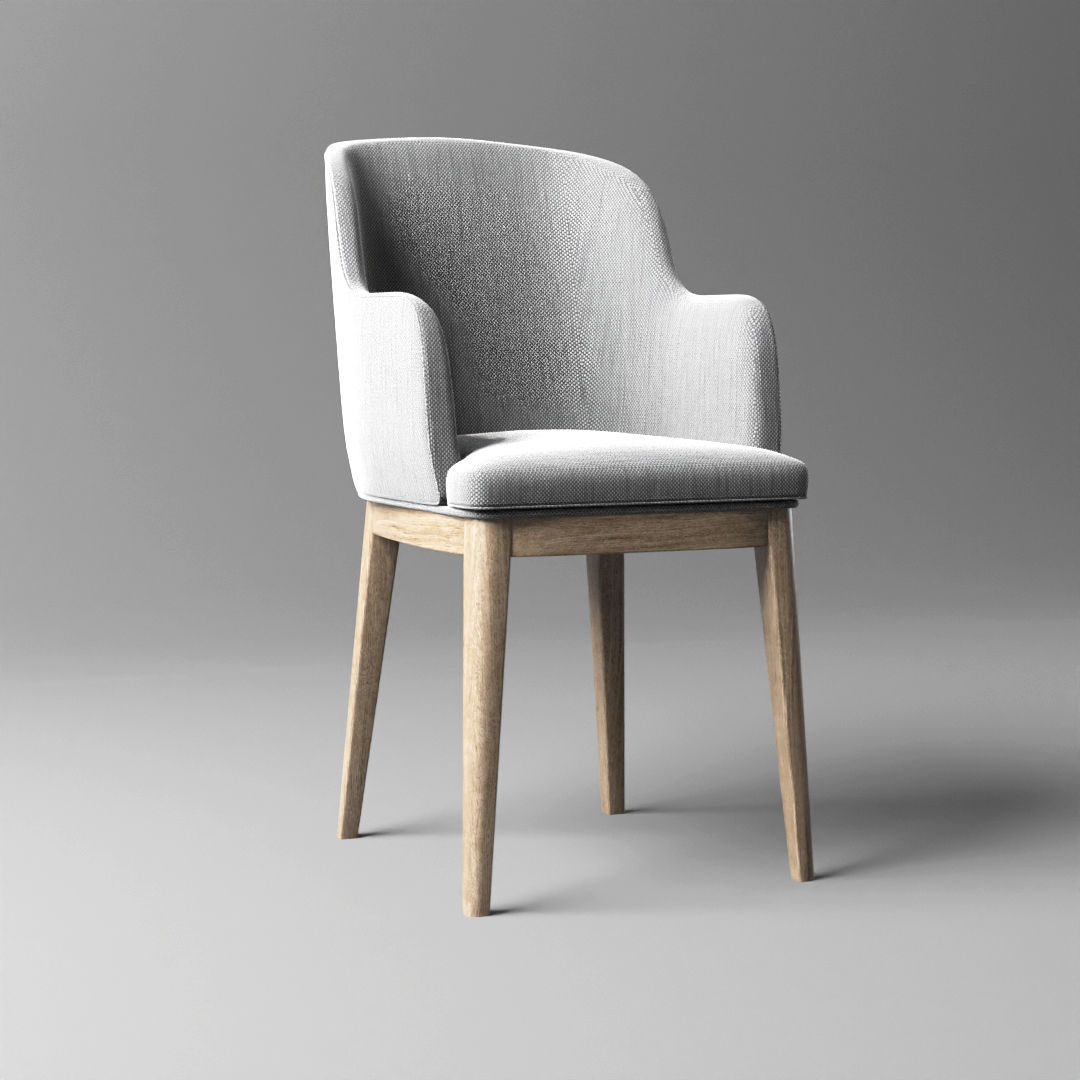Chair dining with fabric and wooden legs Free low-poly 3D model_1