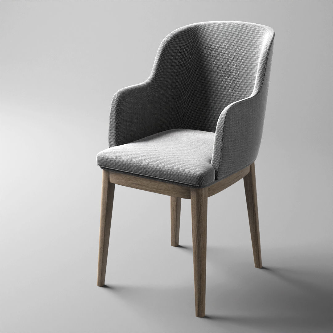 Chair dining with fabric and wooden legs Free low-poly 3D model_2