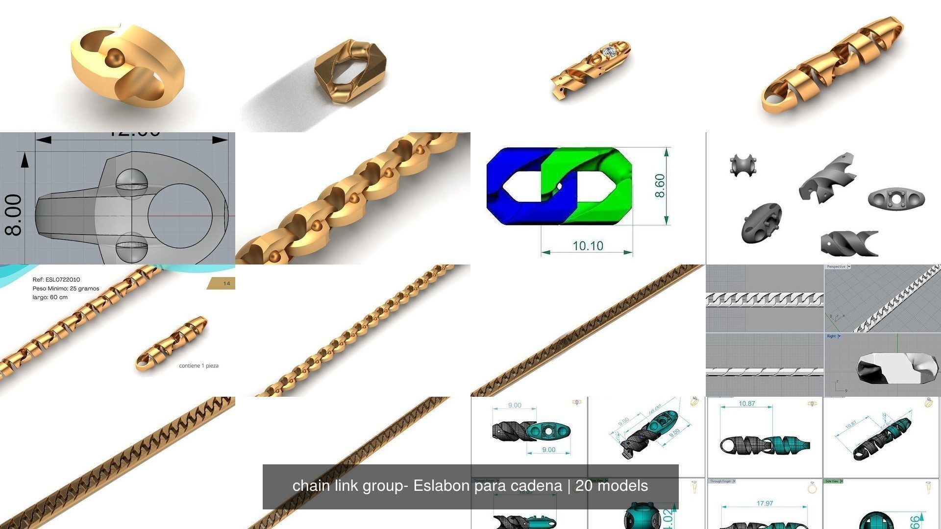 chain link group- Eslabon para cadena 3D Model Collection_3