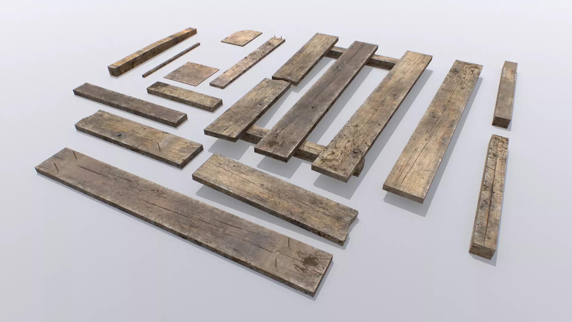 Wooden Debris Low-poly 3D model_0