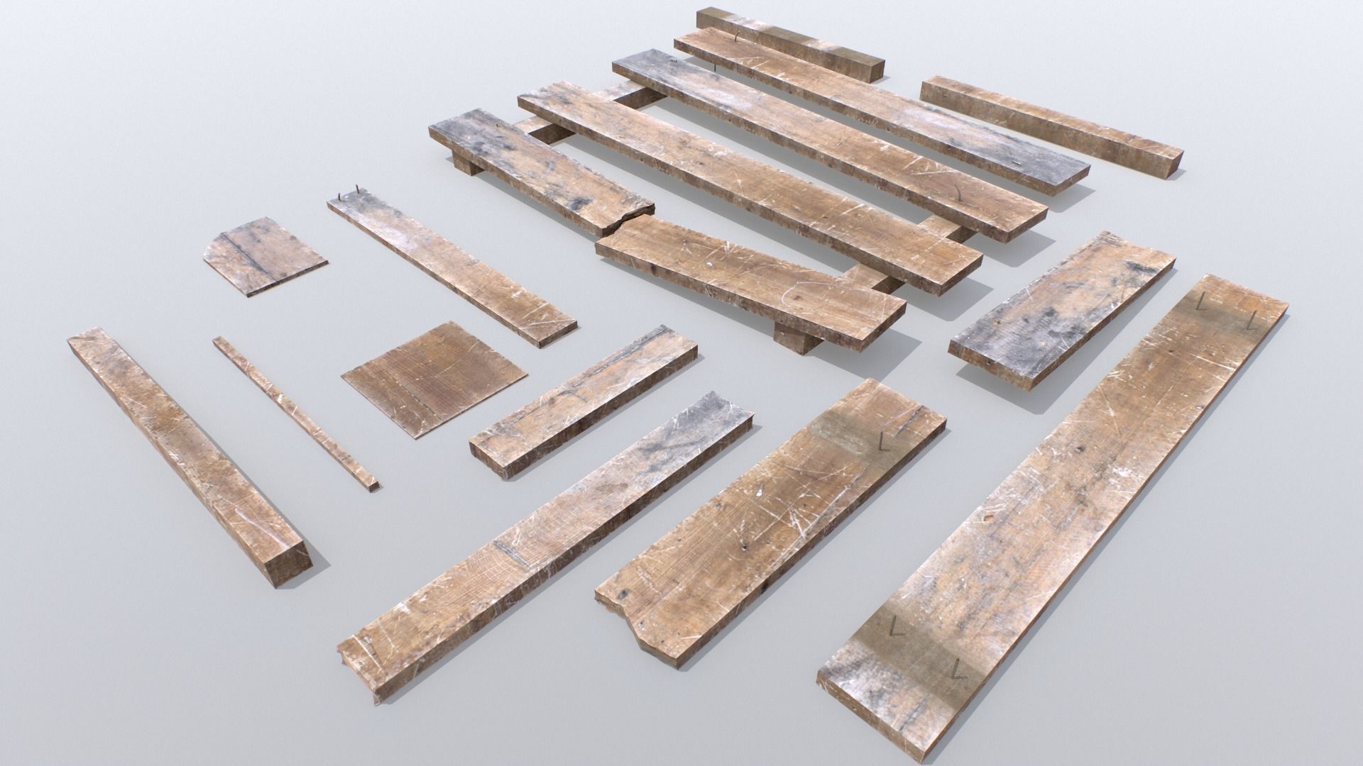 Wooden Debris Low-poly 3D model_7