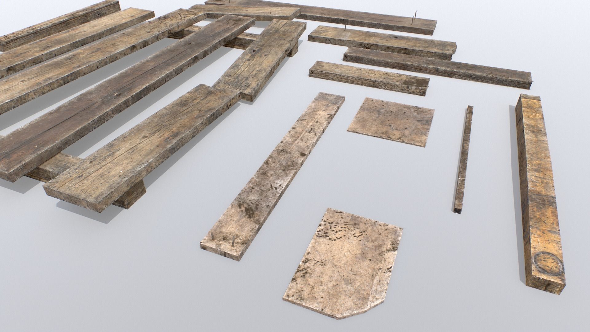 Wooden Debris Low-poly 3D model_10