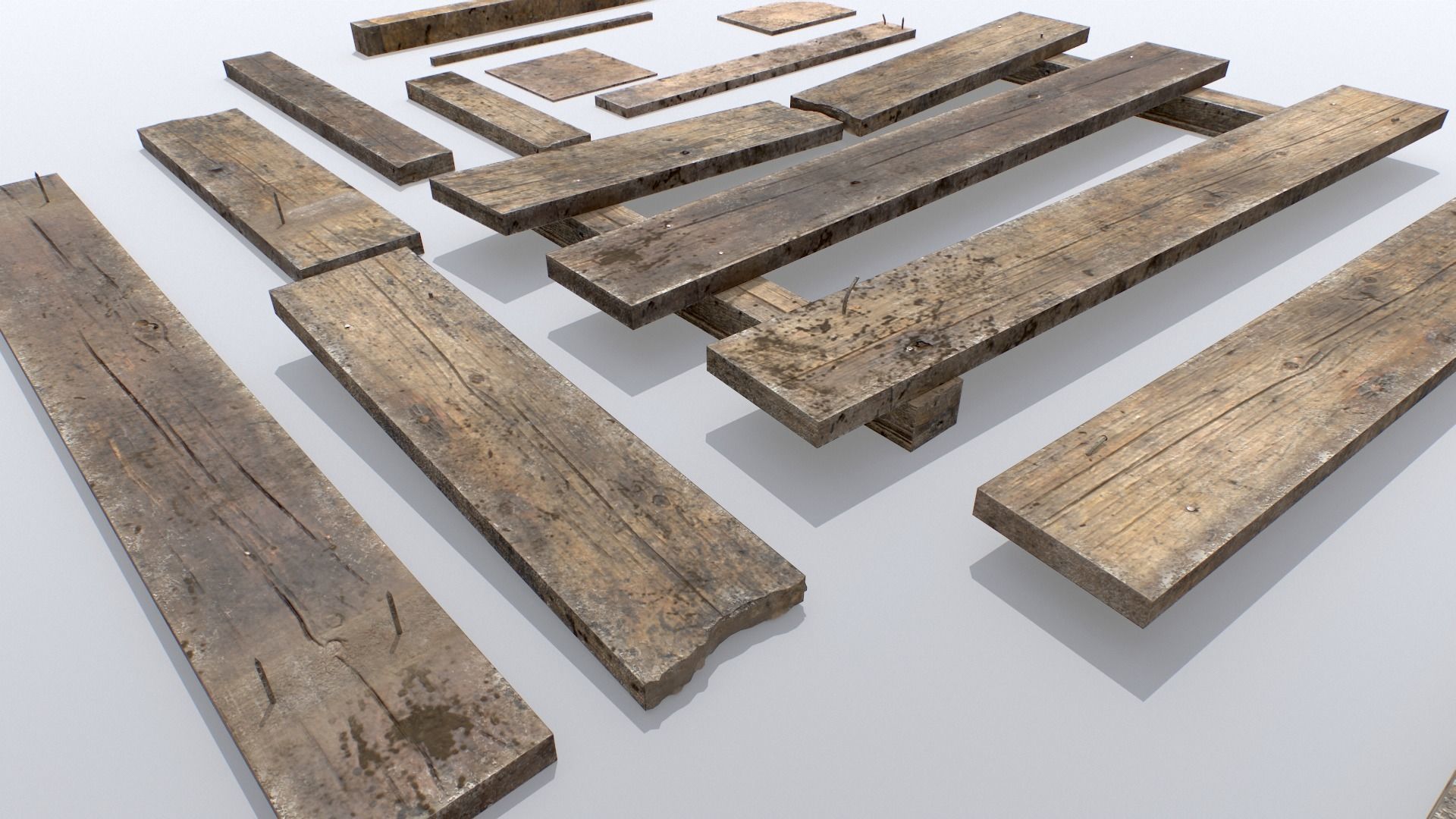 Wooden Debris Low-poly 3D model_9