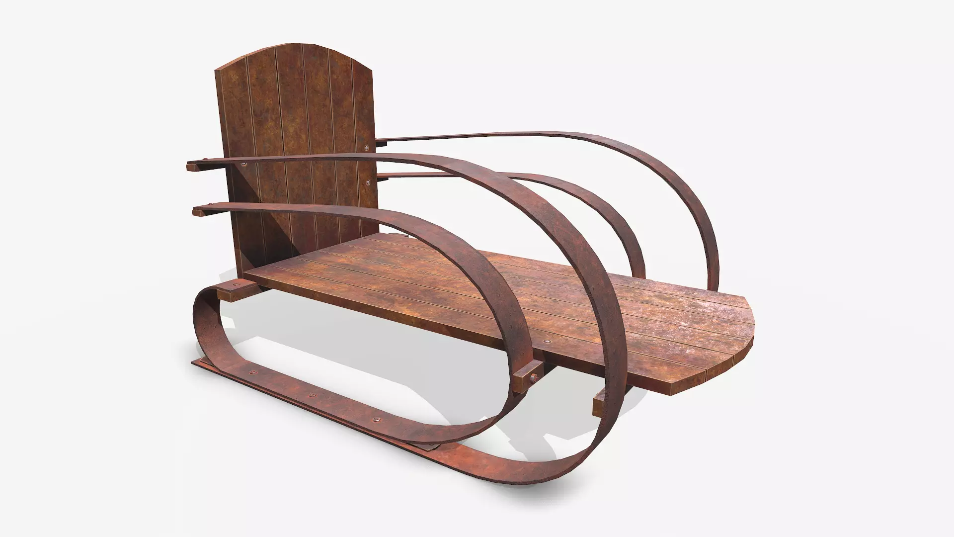 Rusted Old Sled Low-poly 3D model
