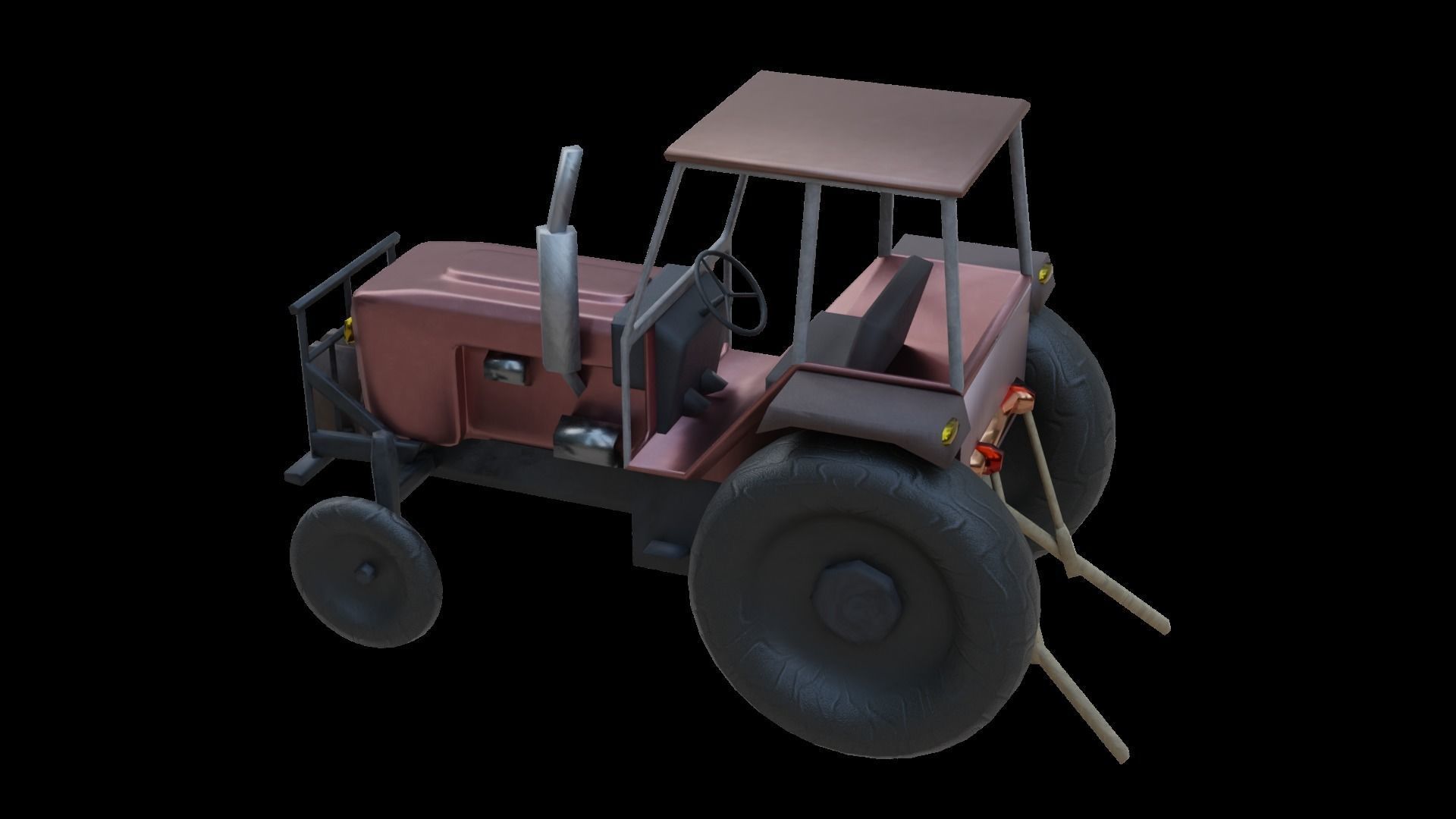 Tractor Low-poly 3D model_1
