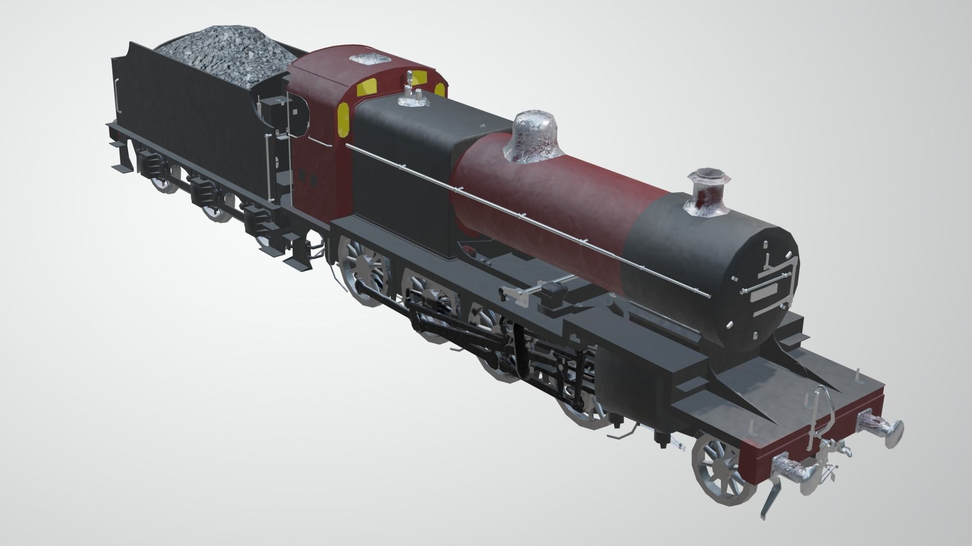 Train - Steam Locomotive Low-poly 3D model_19