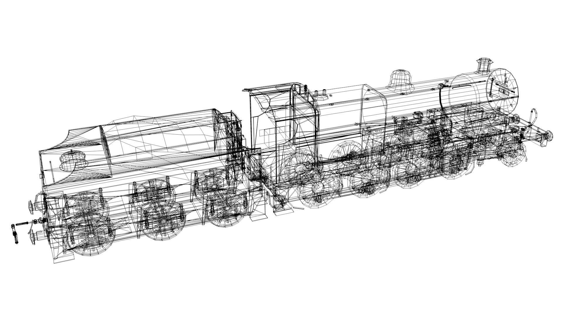 Train - Steam Locomotive Low-poly 3D model_5
