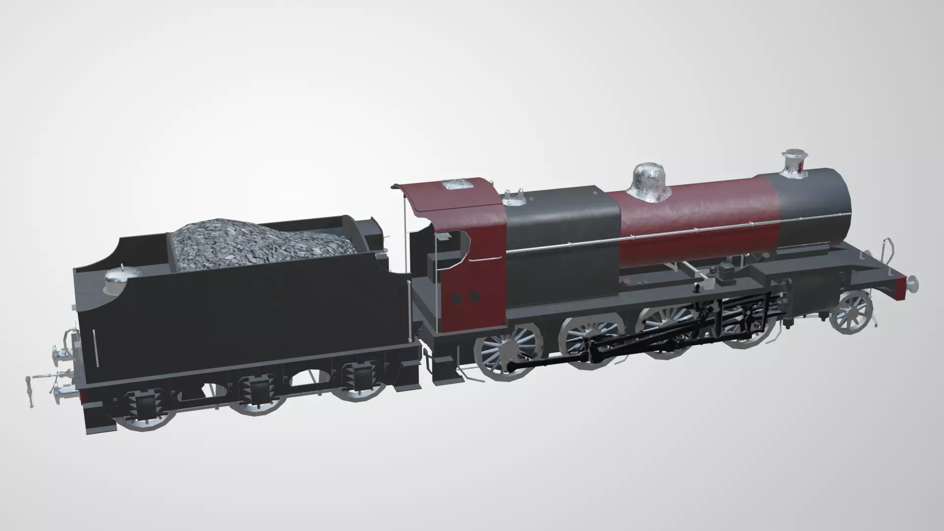 Train - Steam Locomotive Low-poly 3D model_0
