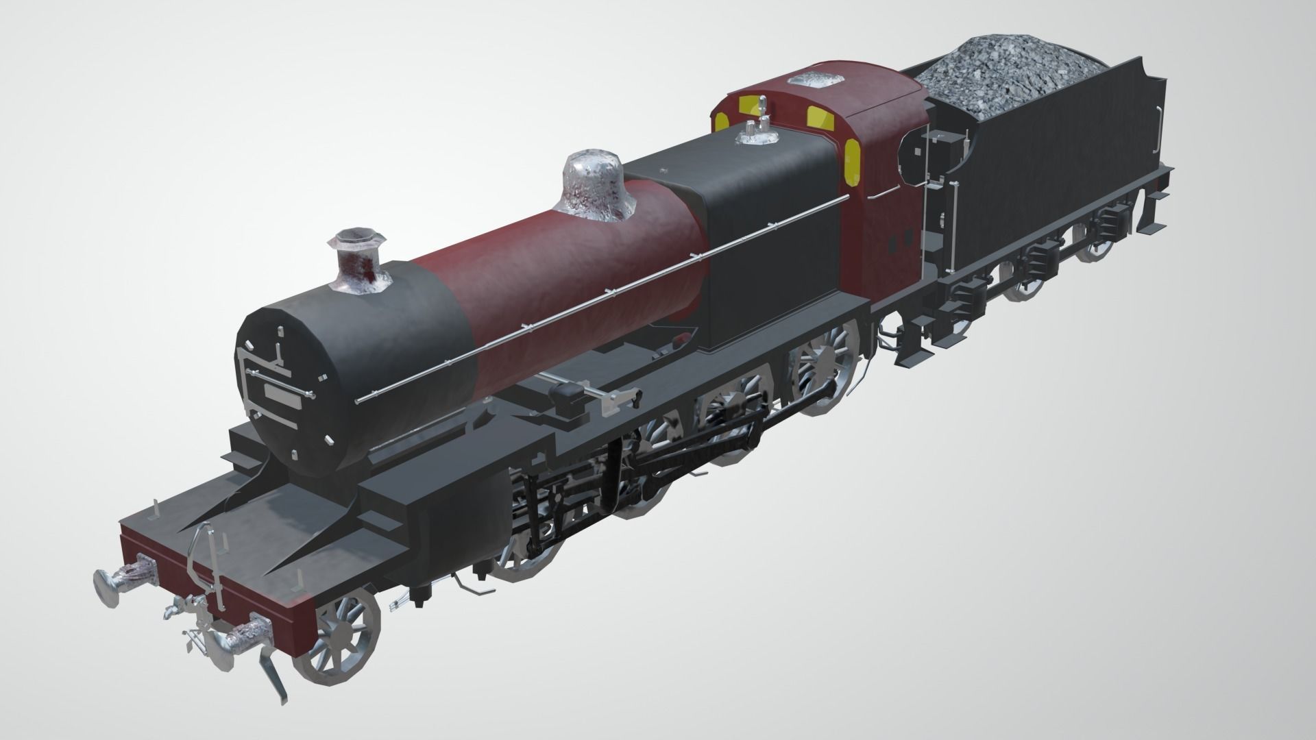 Train - Steam Locomotive Low-poly 3D model_48