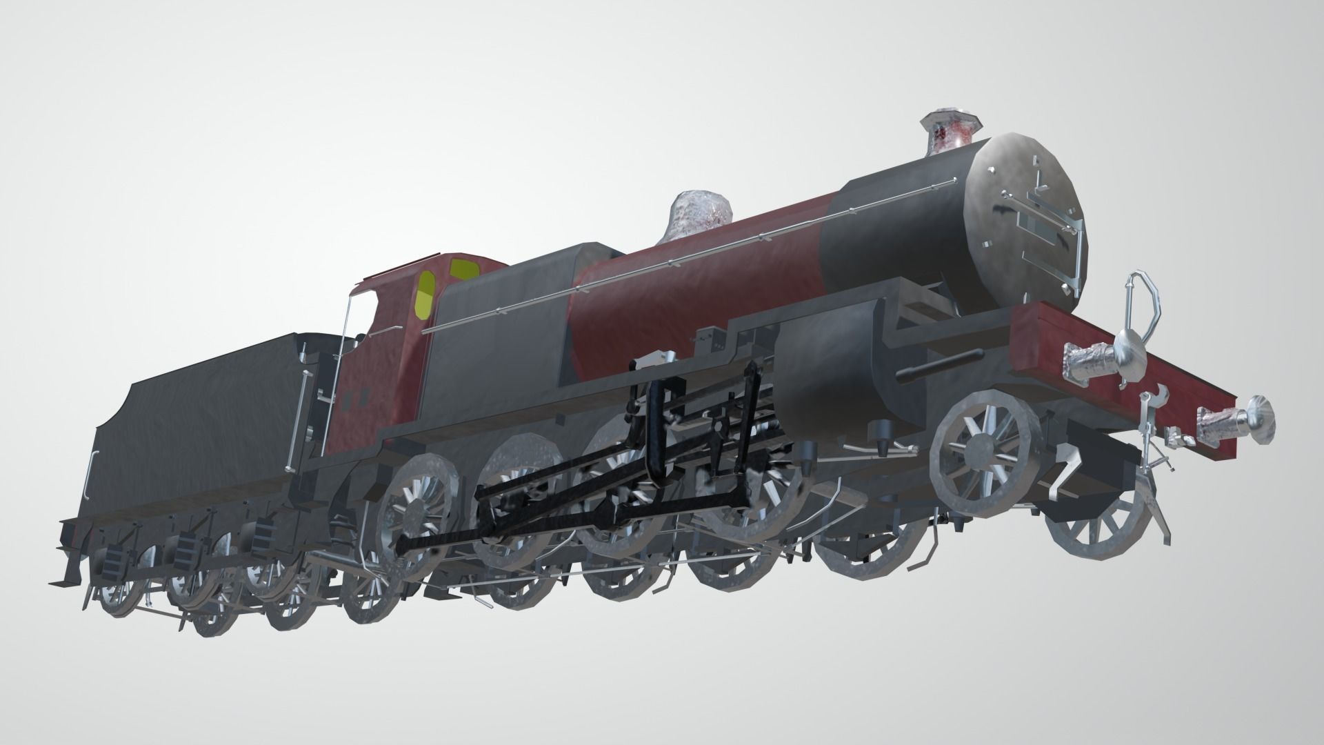 Train - Steam Locomotive Low-poly 3D model_1