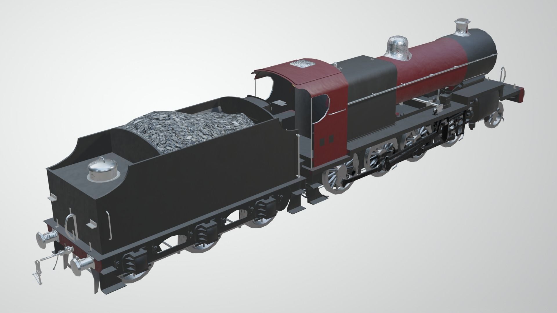 Train - Steam Locomotive Low-poly 3D model_2