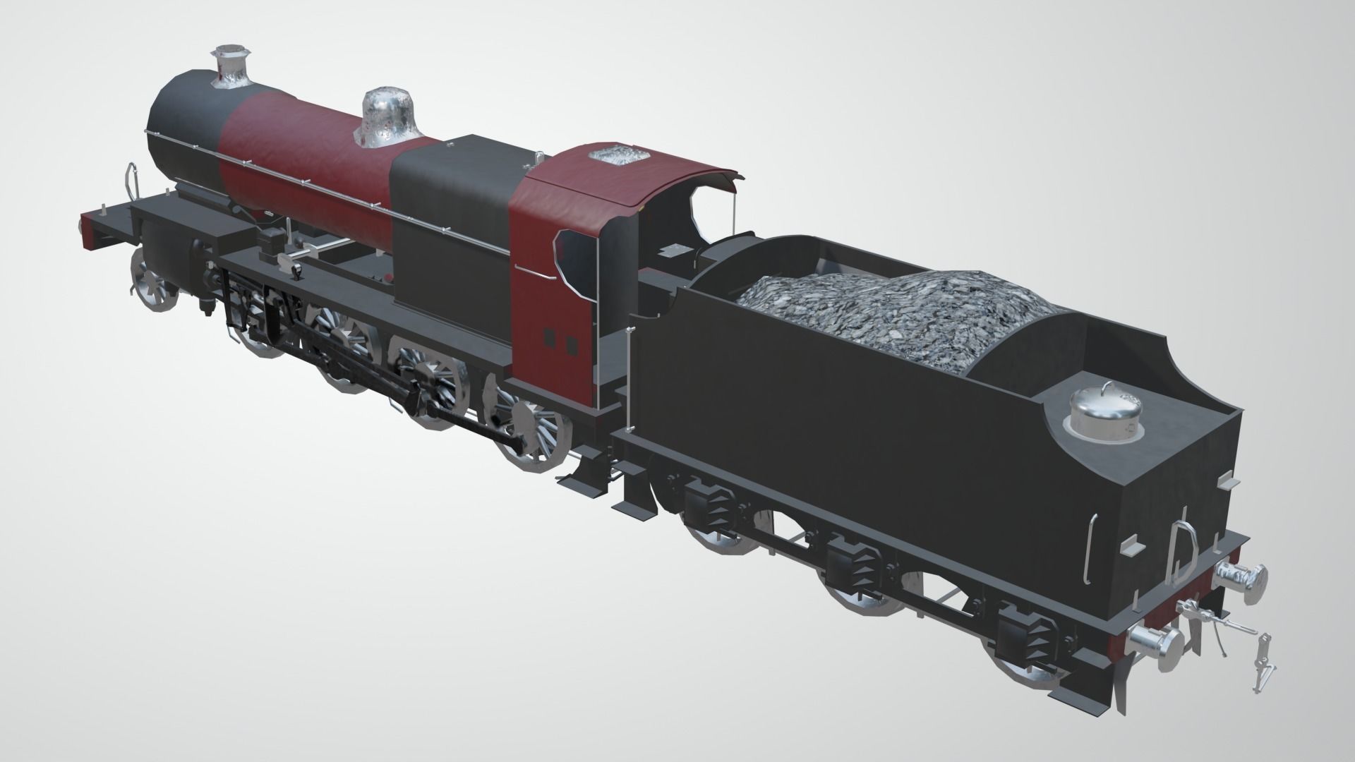 Train - Steam Locomotive Low-poly 3D model_39