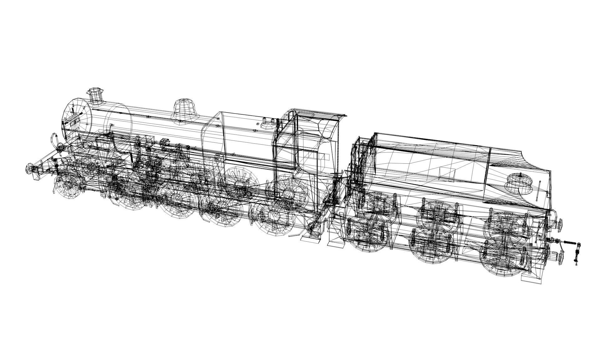 Train - Steam Locomotive Low-poly 3D model_26