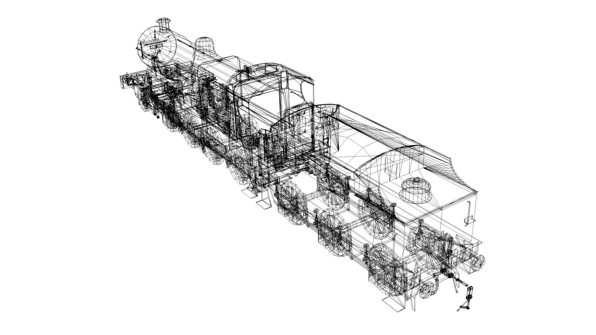 Train - Steam Locomotive Low-poly 3D model_32
