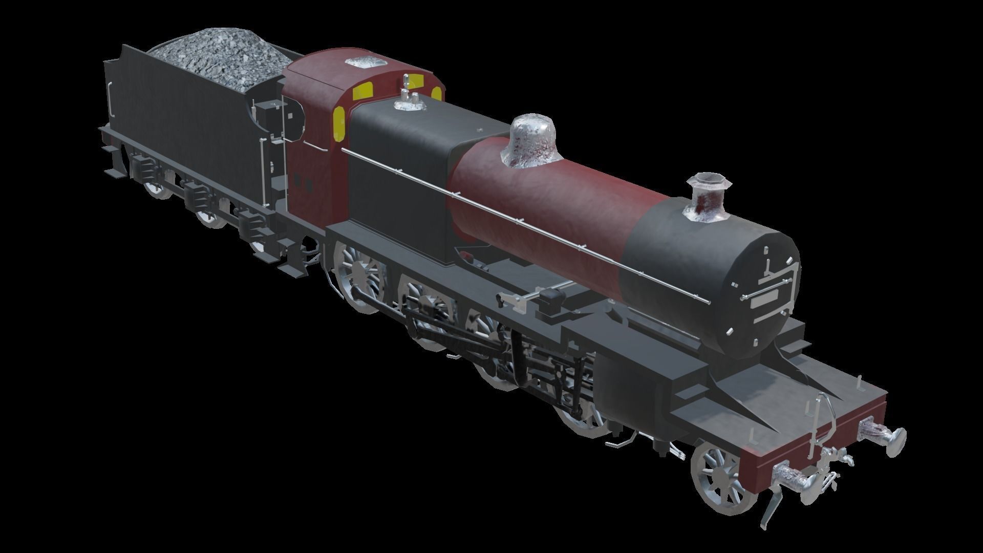 Train - Steam Locomotive Low-poly 3D model_22