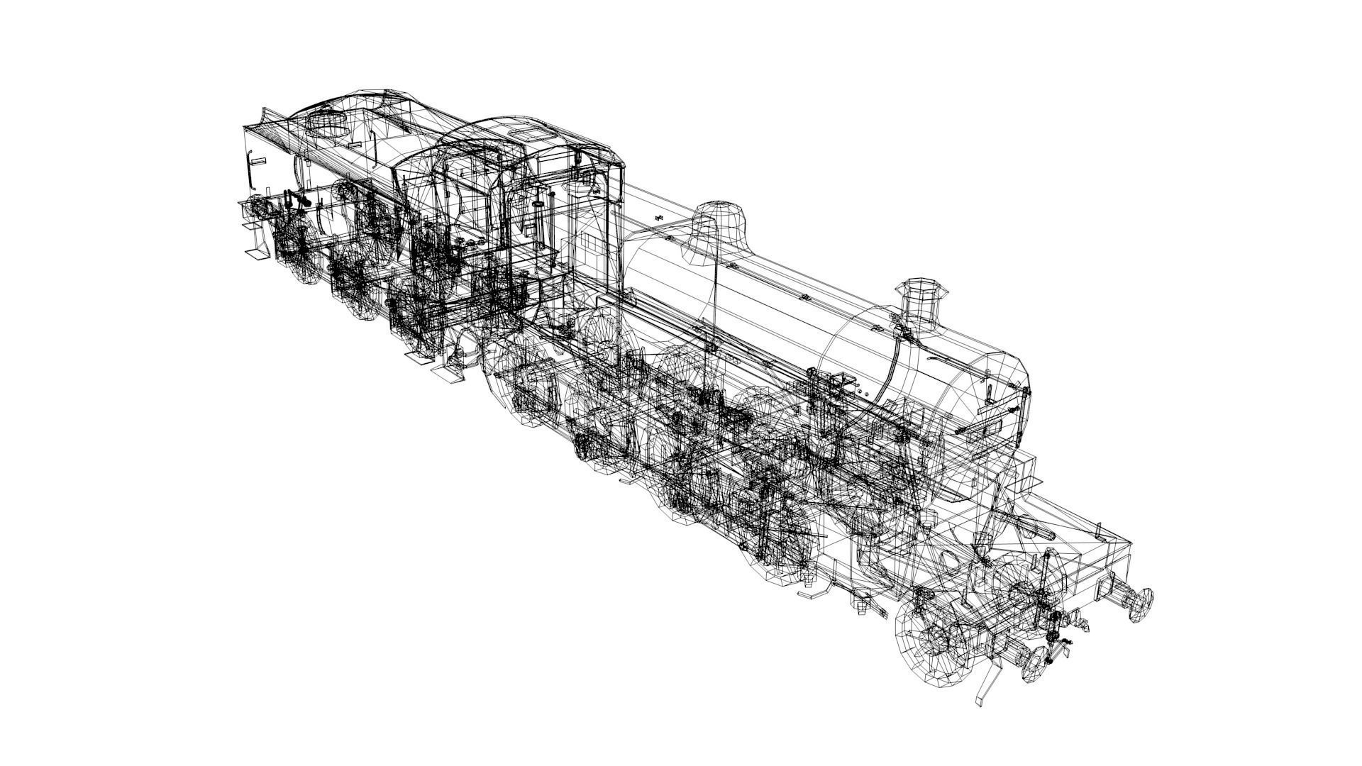 Train - Steam Locomotive Low-poly 3D model_10