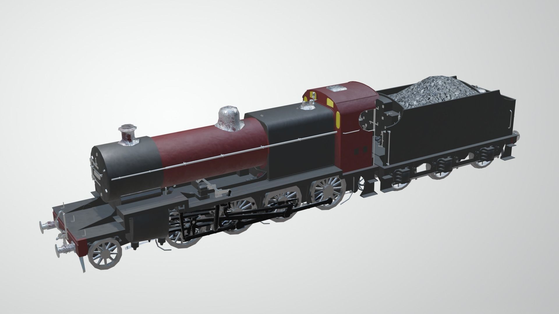 Train - Steam Locomotive Low-poly 3D model_44