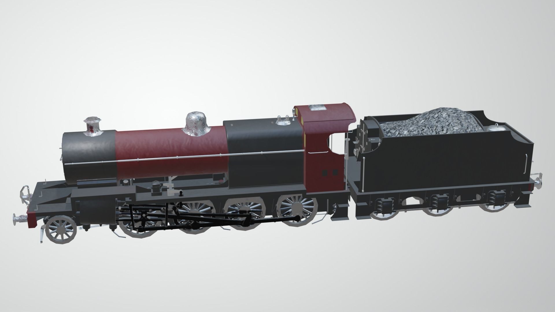 Train - Steam Locomotive Low-poly 3D model_43