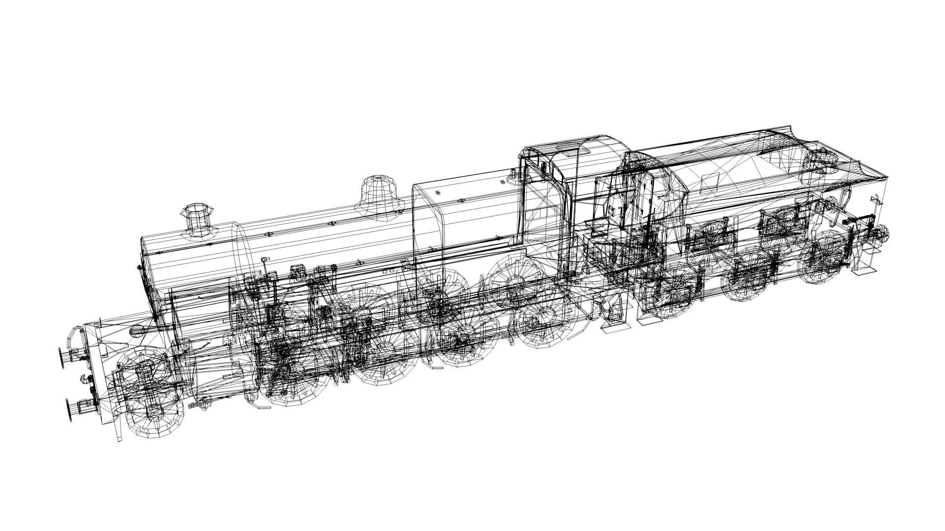 Train - Steam Locomotive Low-poly 3D model_36