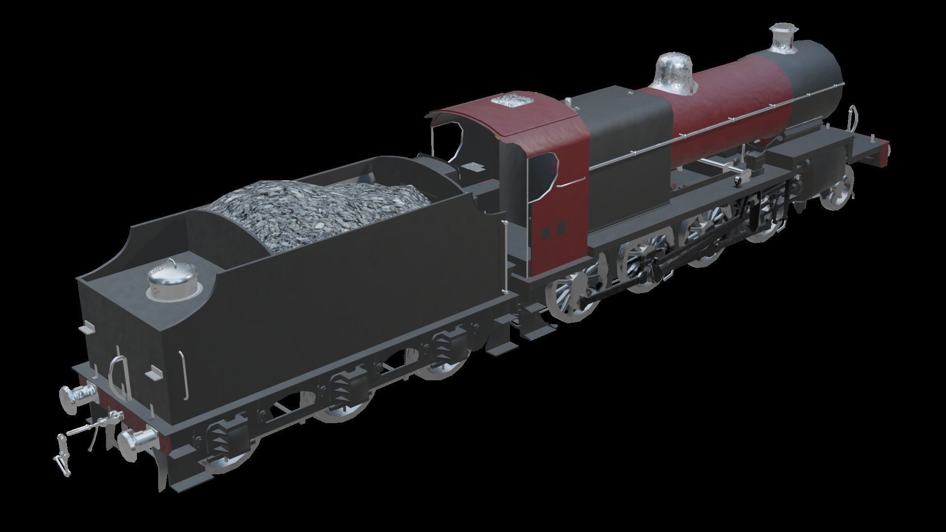 Train - Steam Locomotive Low-poly 3D model_15