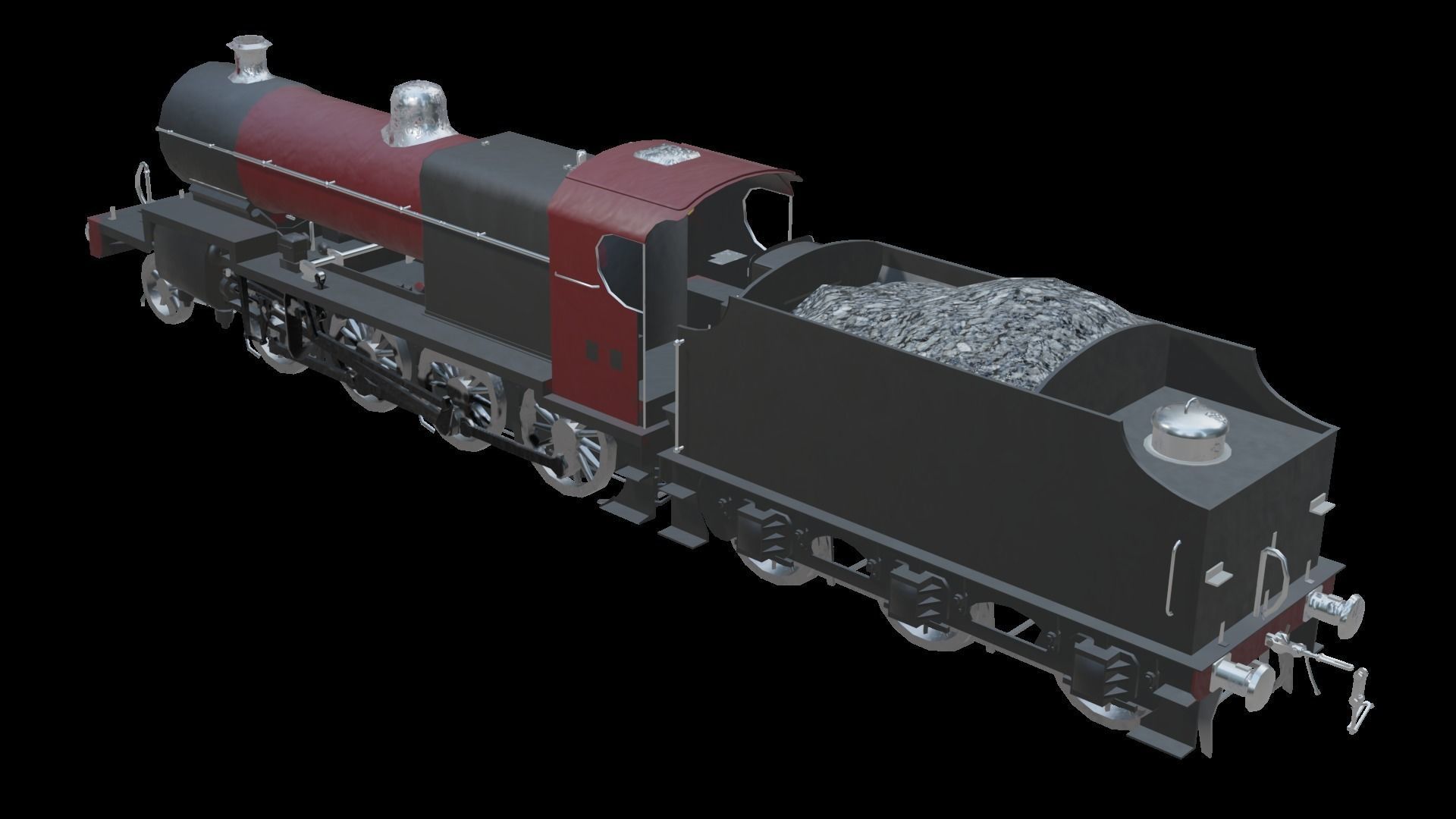 Train - Steam Locomotive Low-poly 3D model_40