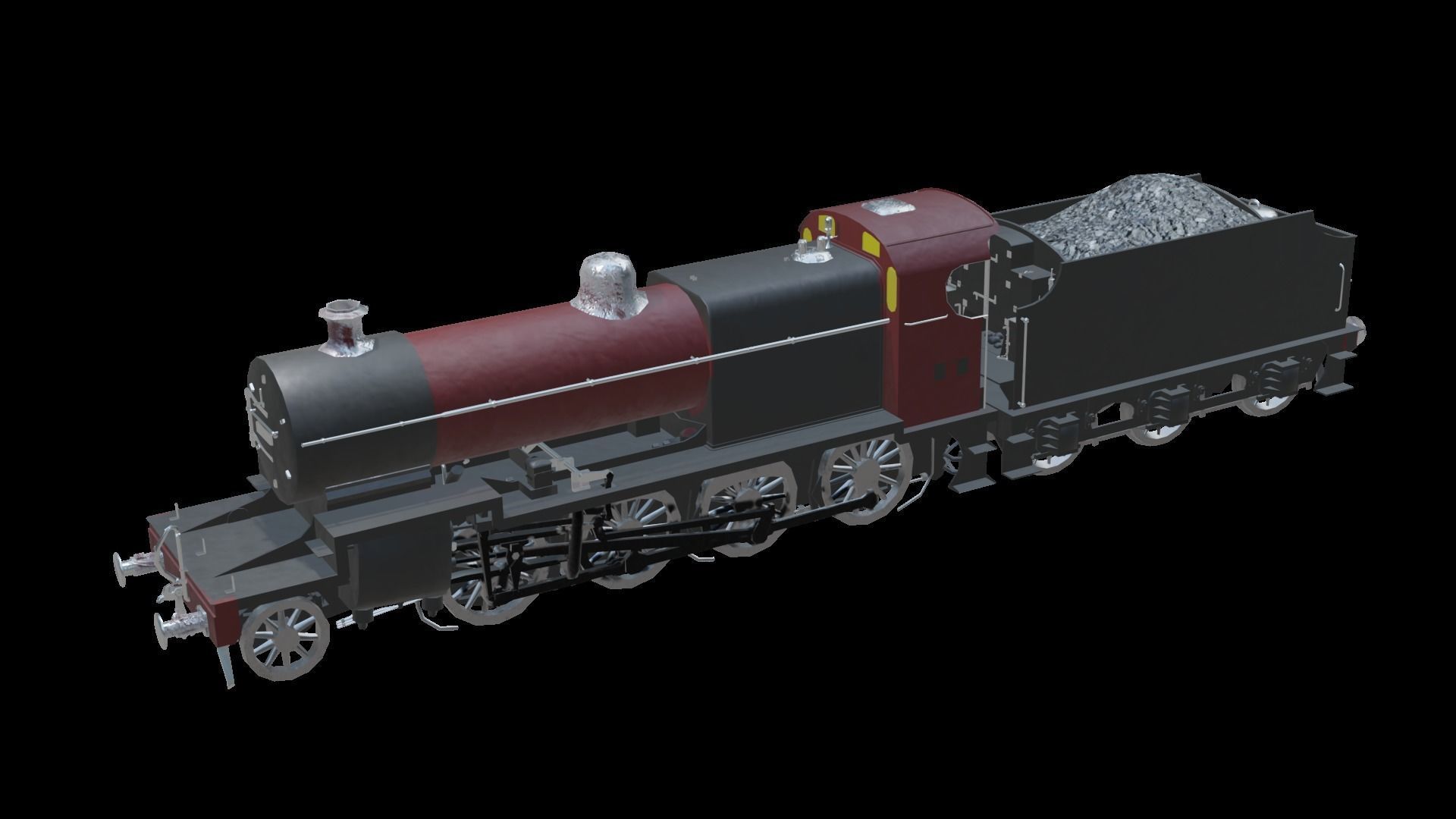 Train - Steam Locomotive Low-poly 3D model_46