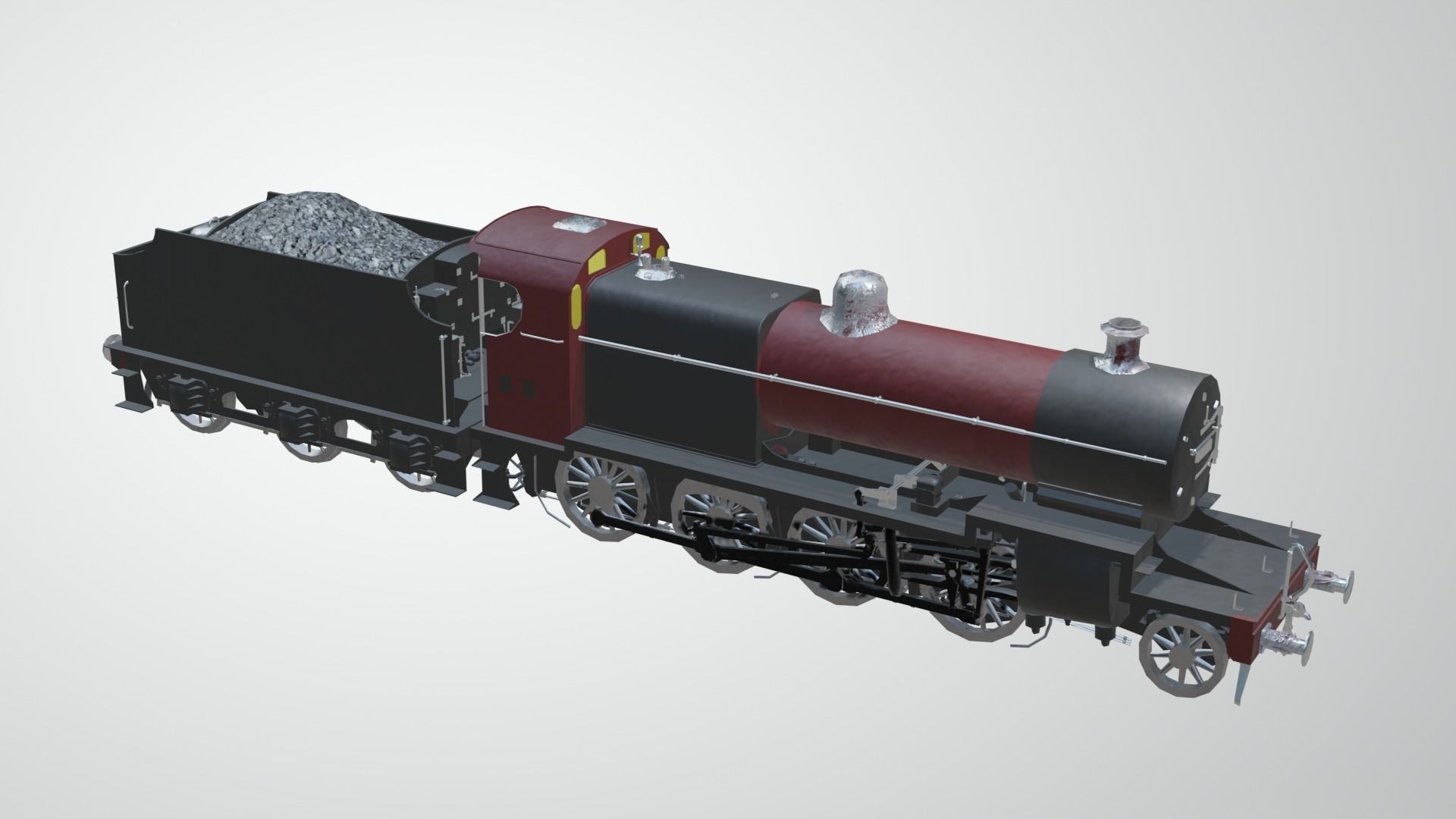 Train - Steam Locomotive Low-poly 3D model_7