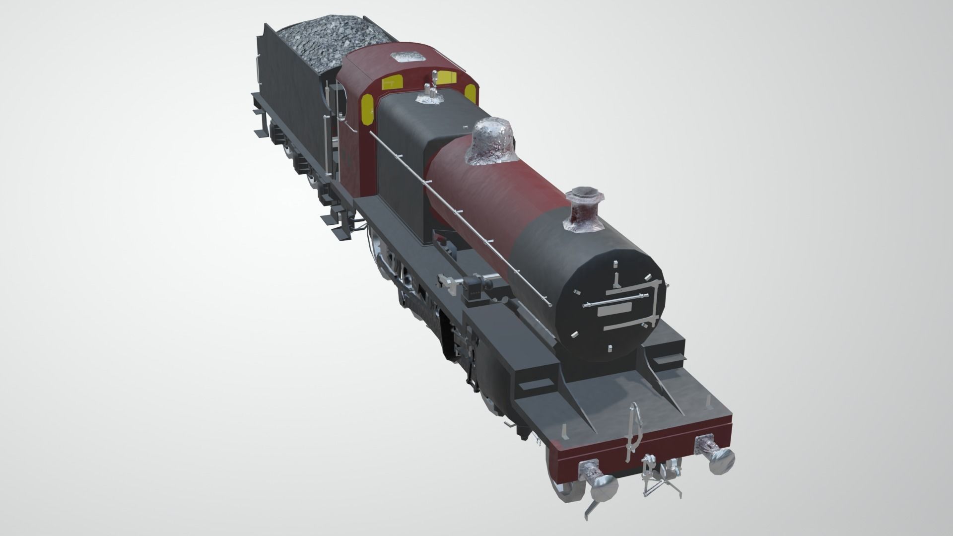 Train - Steam Locomotive Low-poly 3D model_24