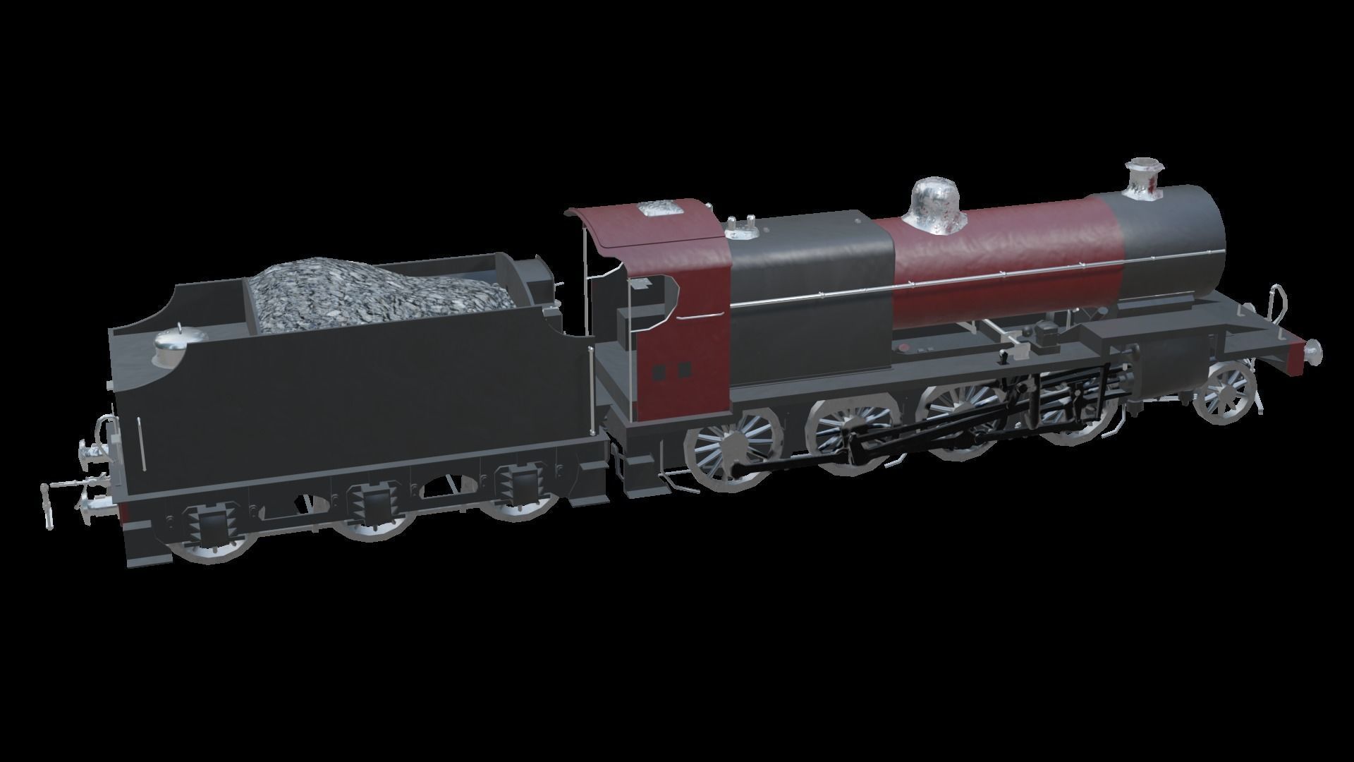 Train - Steam Locomotive Low-poly 3D model_9