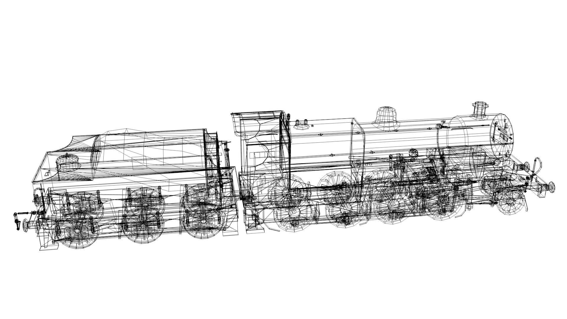 Train - Steam Locomotive Low-poly 3D model_6
