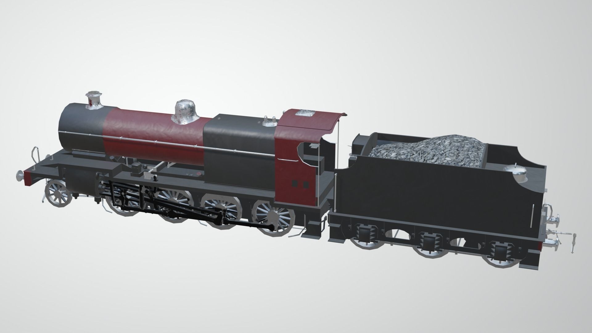 Train - Steam Locomotive Low-poly 3D model_41