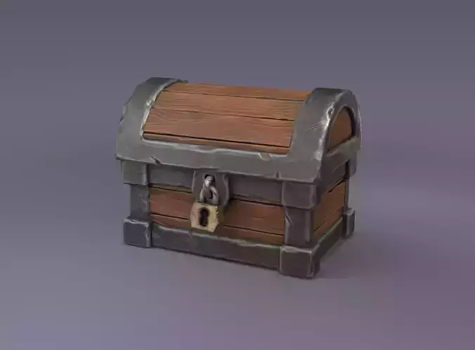 Stylized Chest Lowpoly PBR 3D model