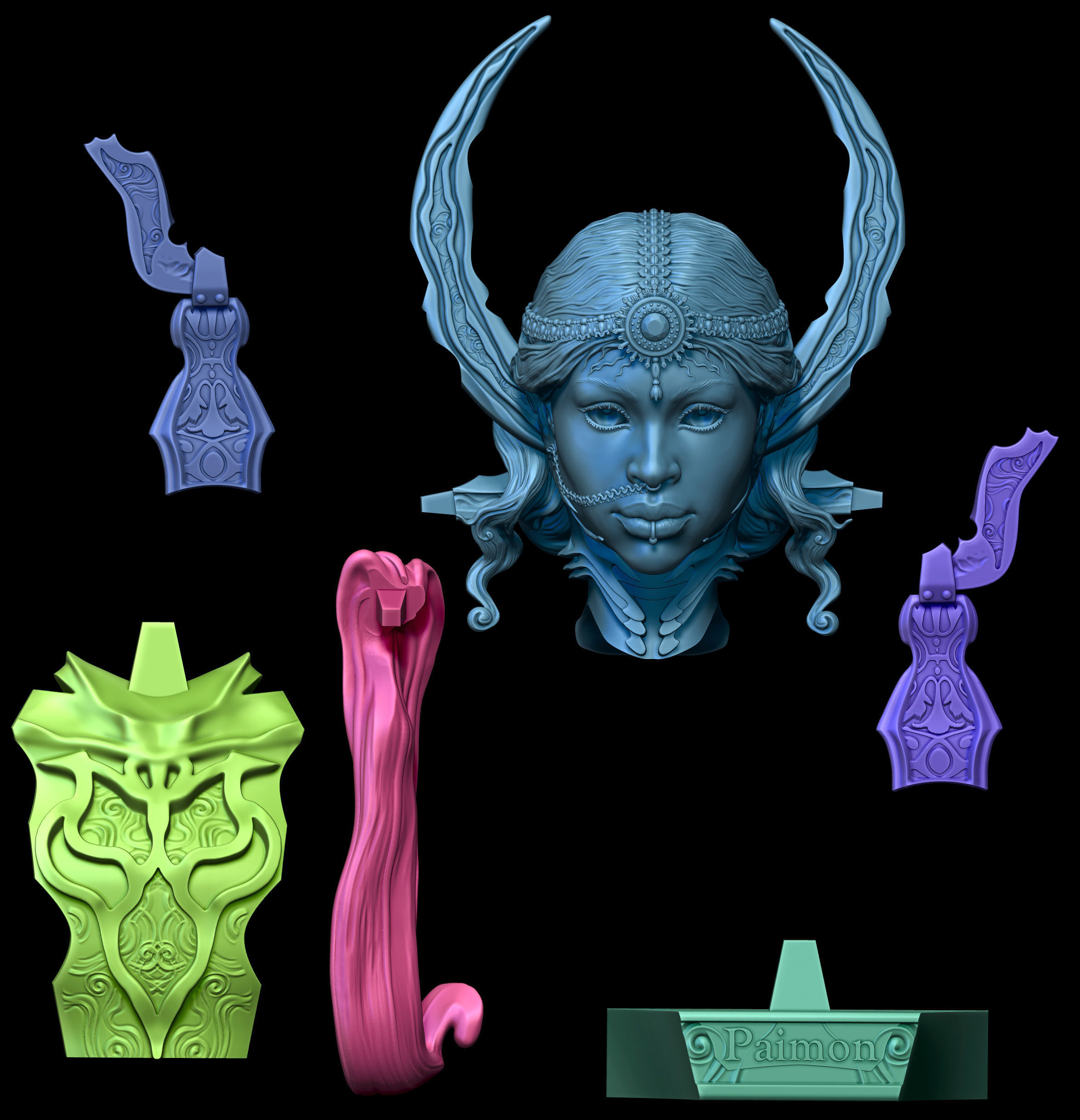 Paimon demon 3D print model_13