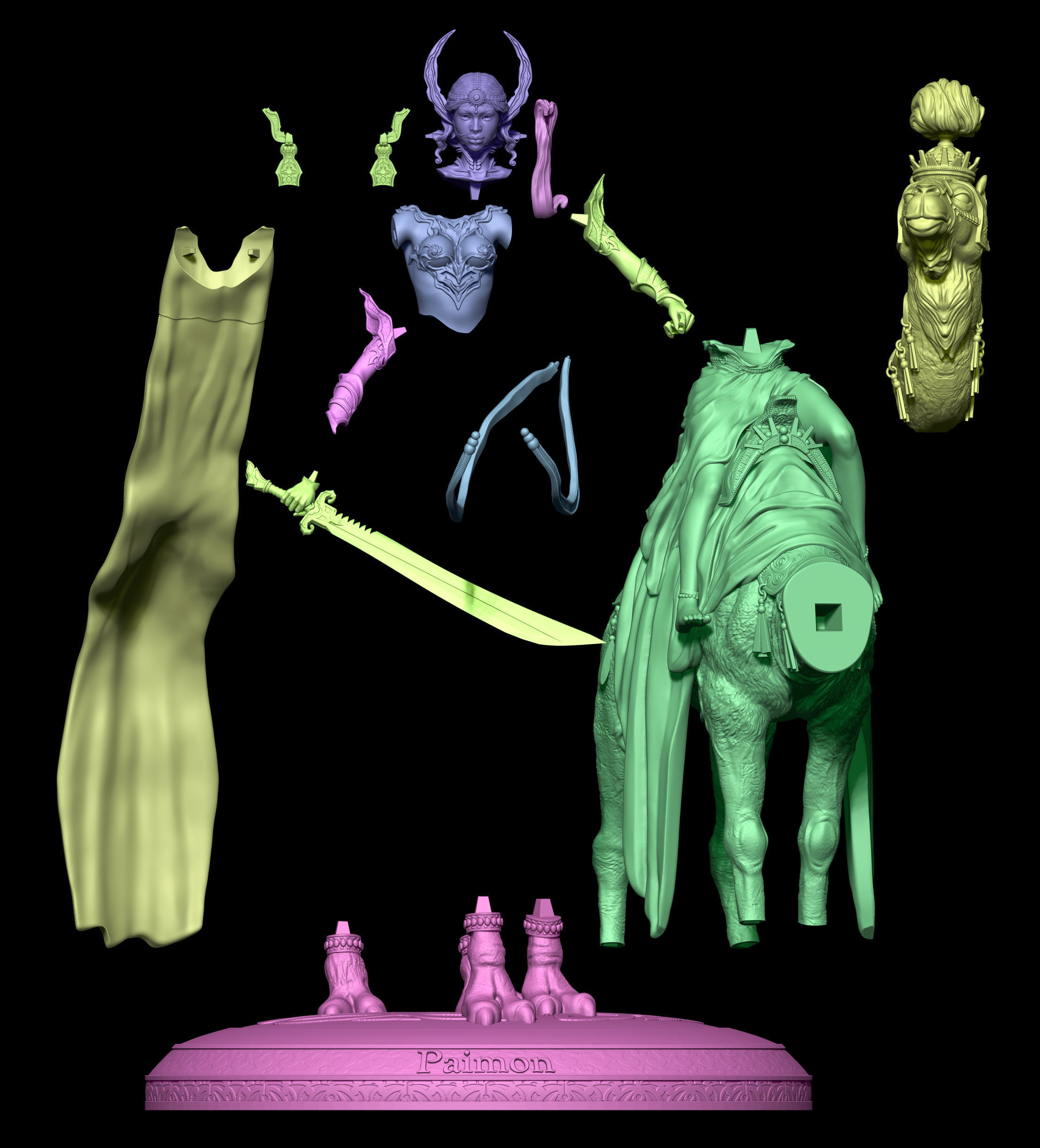 Paimon demon 3D print model_16