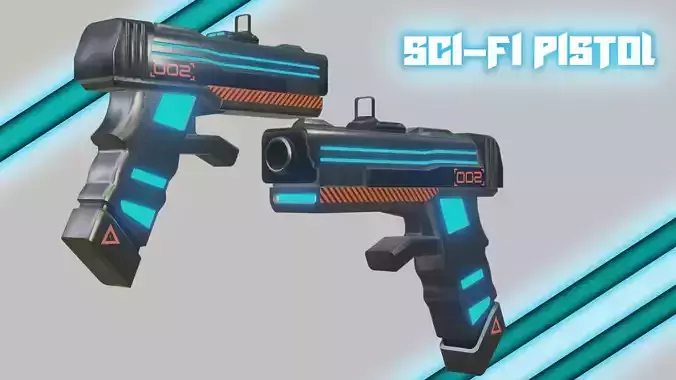 Sci-fi Pistol  Free low-poly 3D model