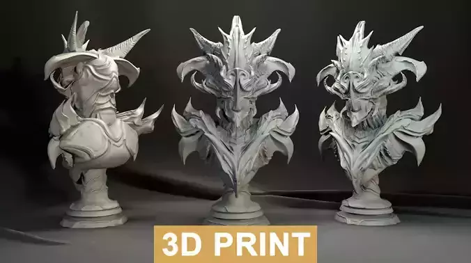 Creature Bust   3D PRINT  ZTL OBJ STL