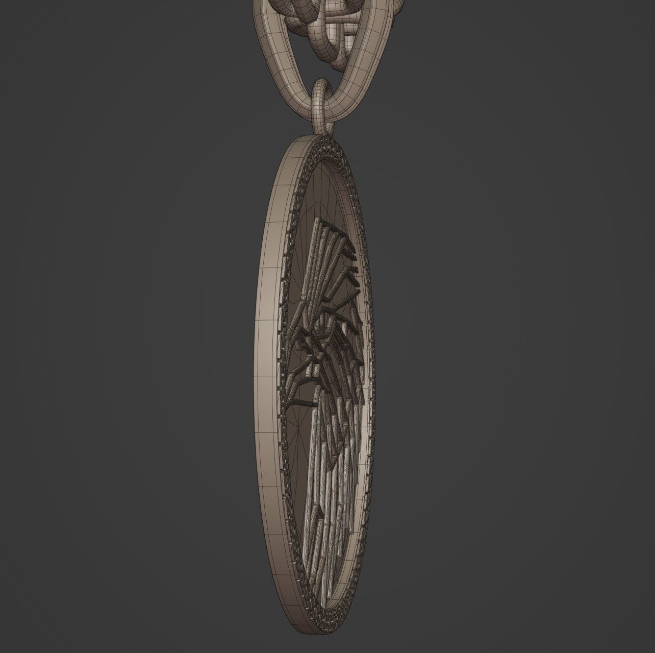 Eagle Stylized Pendant Coin Amulet Necklace 3D print model_16