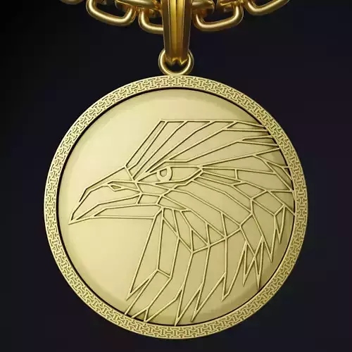 Eagle Stylized Pendant Coin Amulet Necklace 3D print model