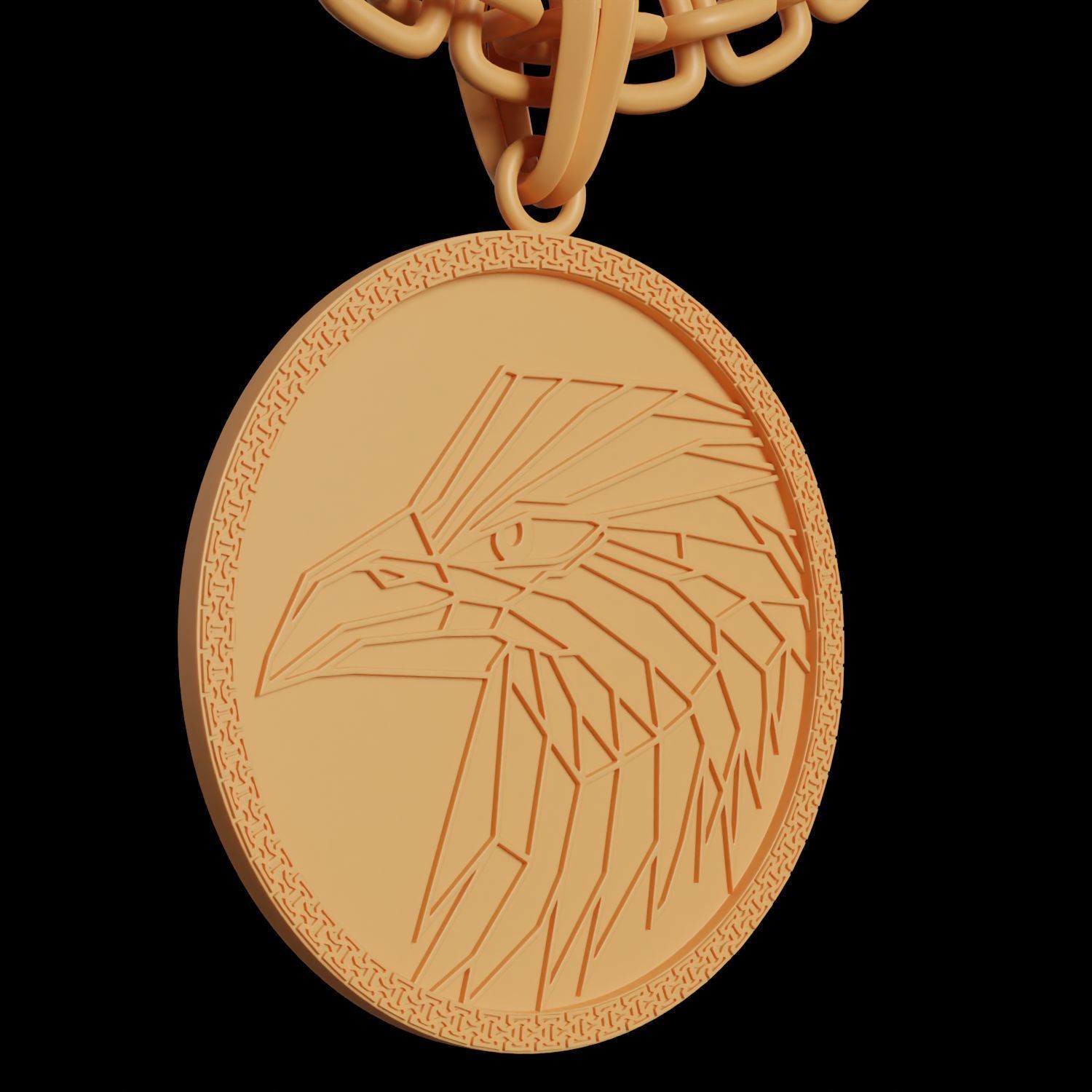 Eagle Stylized Pendant Coin Amulet Necklace 3D print model_9