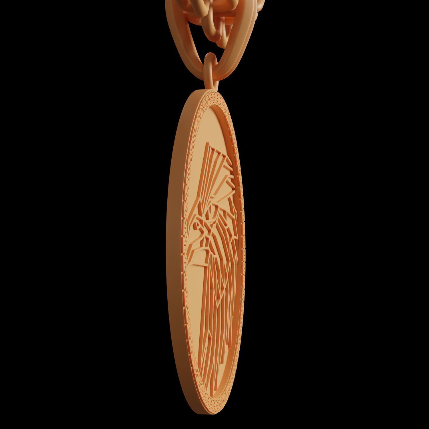 Eagle Stylized Pendant Coin Amulet Necklace 3D print model_10