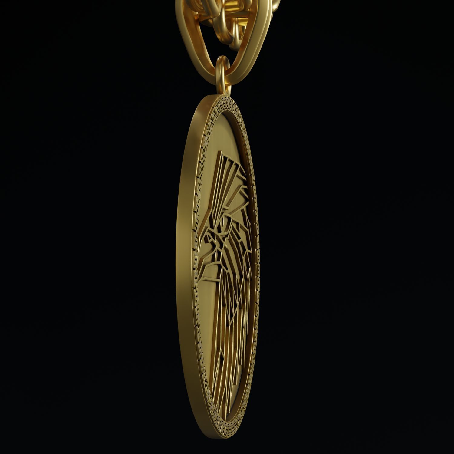 Eagle Stylized Pendant Coin Amulet Necklace 3D print model_4
