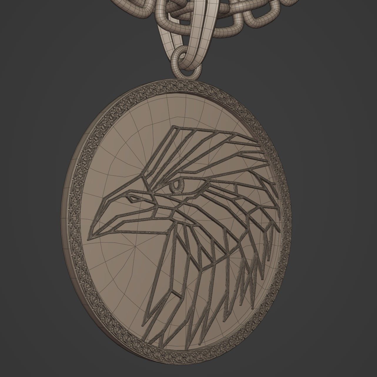 Eagle Stylized Pendant Coin Amulet Necklace 3D print model_15