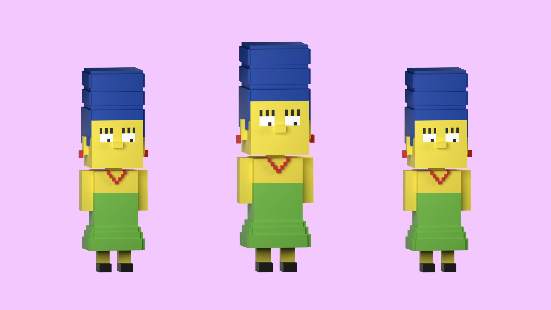 Low poly characters 3 heroes in voxel style  Low-poly 3D model_27