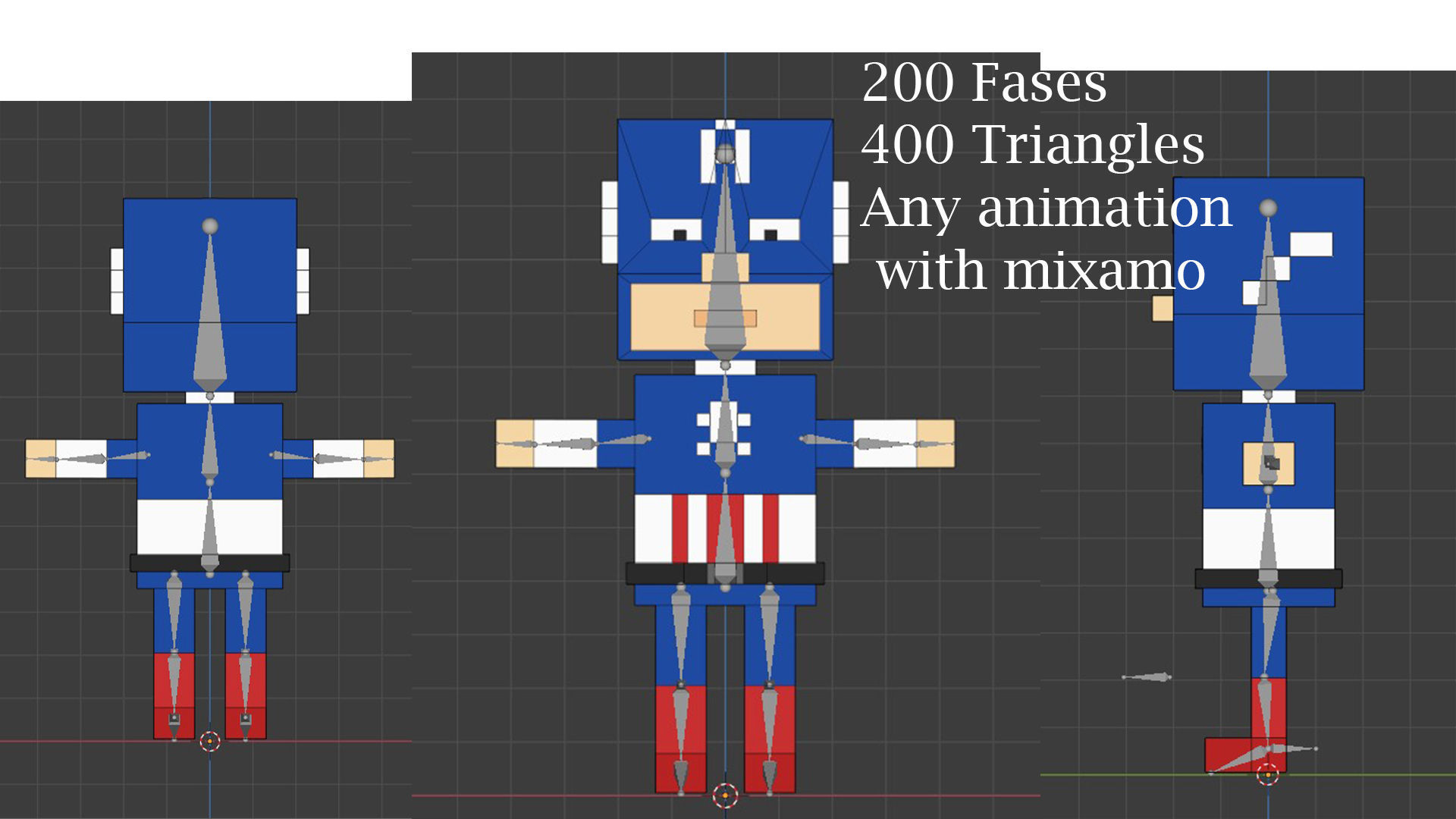 Low poly characters 3 heroes in voxel style  Low-poly 3D model_28