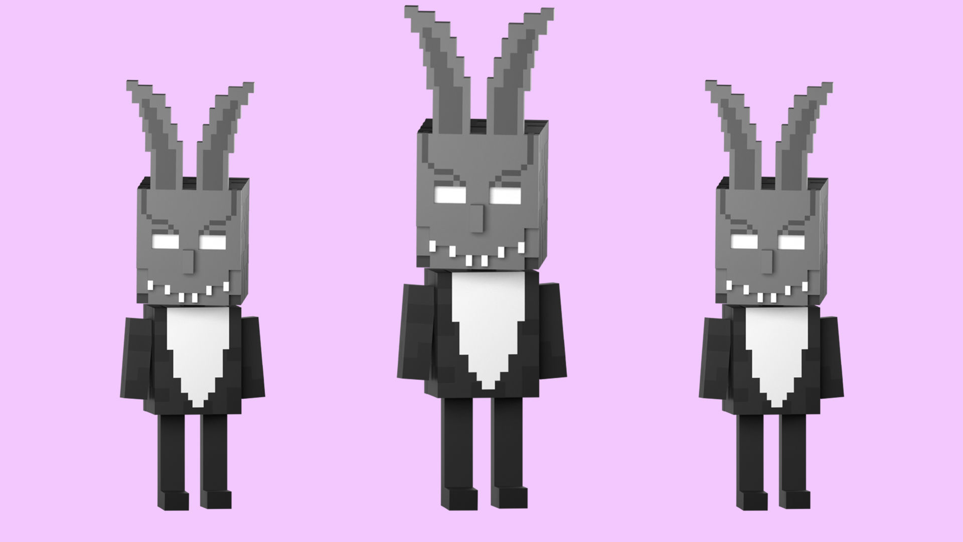 Low poly characters 3 heroes in voxel style  Low-poly 3D model_23