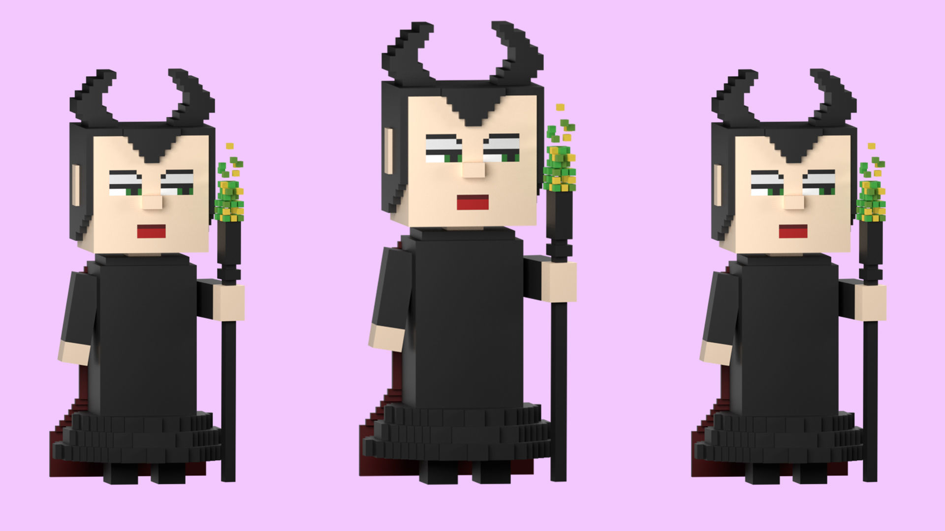 Low poly characters 3 heroes in voxel style  Low-poly 3D model_11