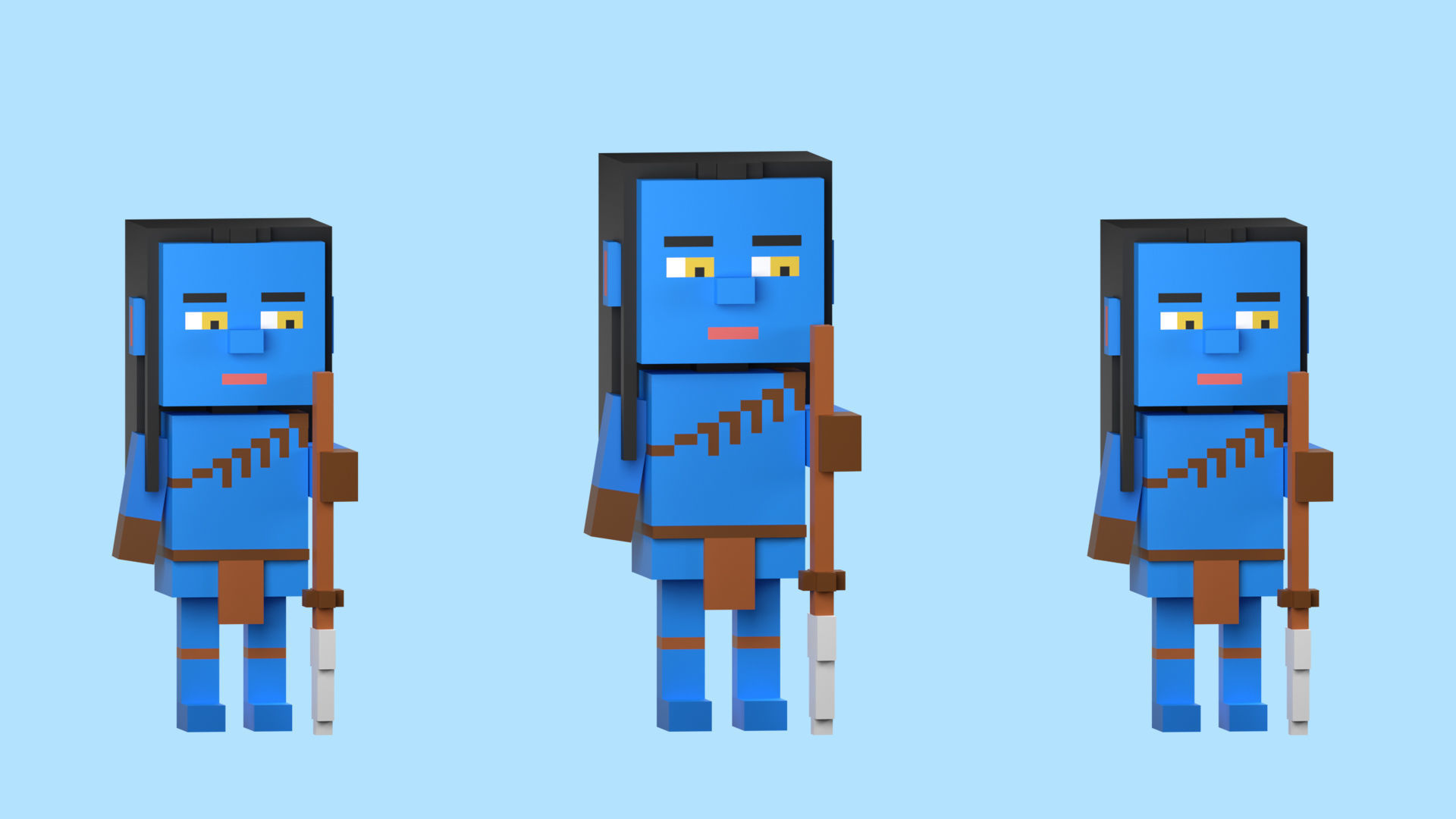 Low poly characters 3 heroes in voxel style  Low-poly 3D model_22